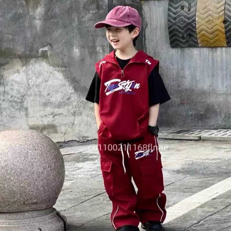 子供用ヒップホップパフォーマンスコスチューム-ストリートダンス、子供用ファッション、女の子用ジャズダンス、紳士服、子供服