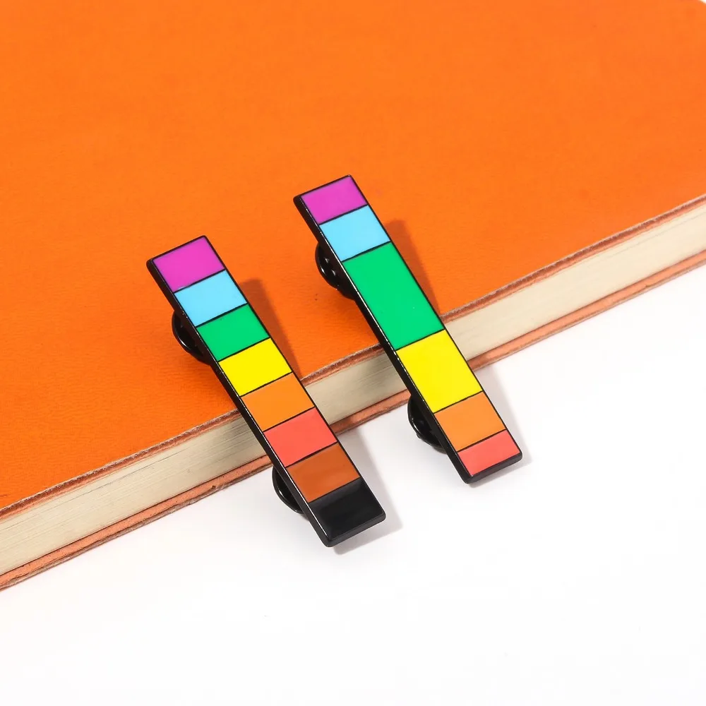 Third Gender Colorful Rectangle Grid Metal Badges Square Rainbow Love Enamel Pins Bag Clothes Lapel Bag Jewelry Accessory Gift
