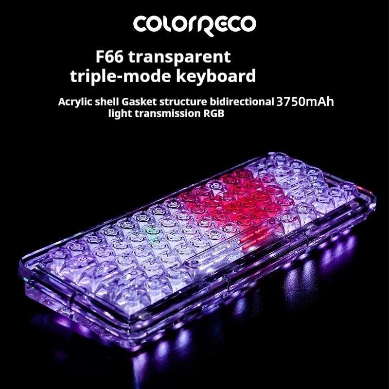 Customized Wireless Mechanical Keyboard Three Connection Modes Transparent Hot Swappable Tablet Laptop Office Gaming Keyboard