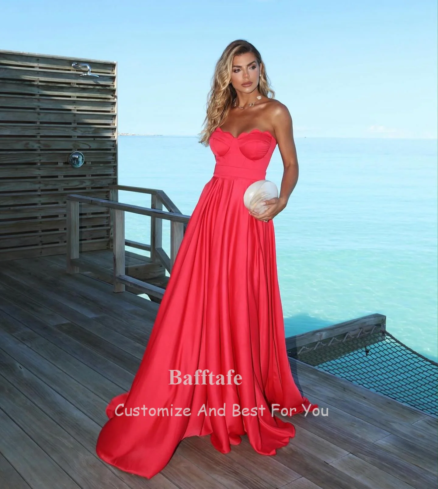 Bafftafe Simple A Line Satin Formal Evening Gowns Customized Sweetheart Long Prom Dress Special Occasion Party Bridesmaid Dress