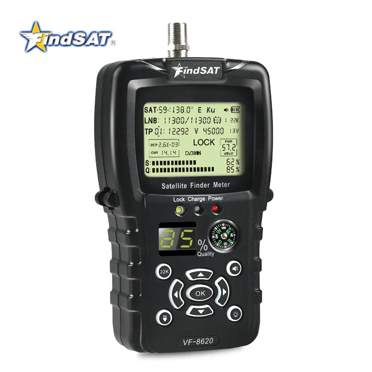 FindSAT-Localizador de satélite VF-8620/S2/S2X 1080P, pantalla LCD de 2,2 pulgadas, con brújula, linterna VS V8 Finder 2