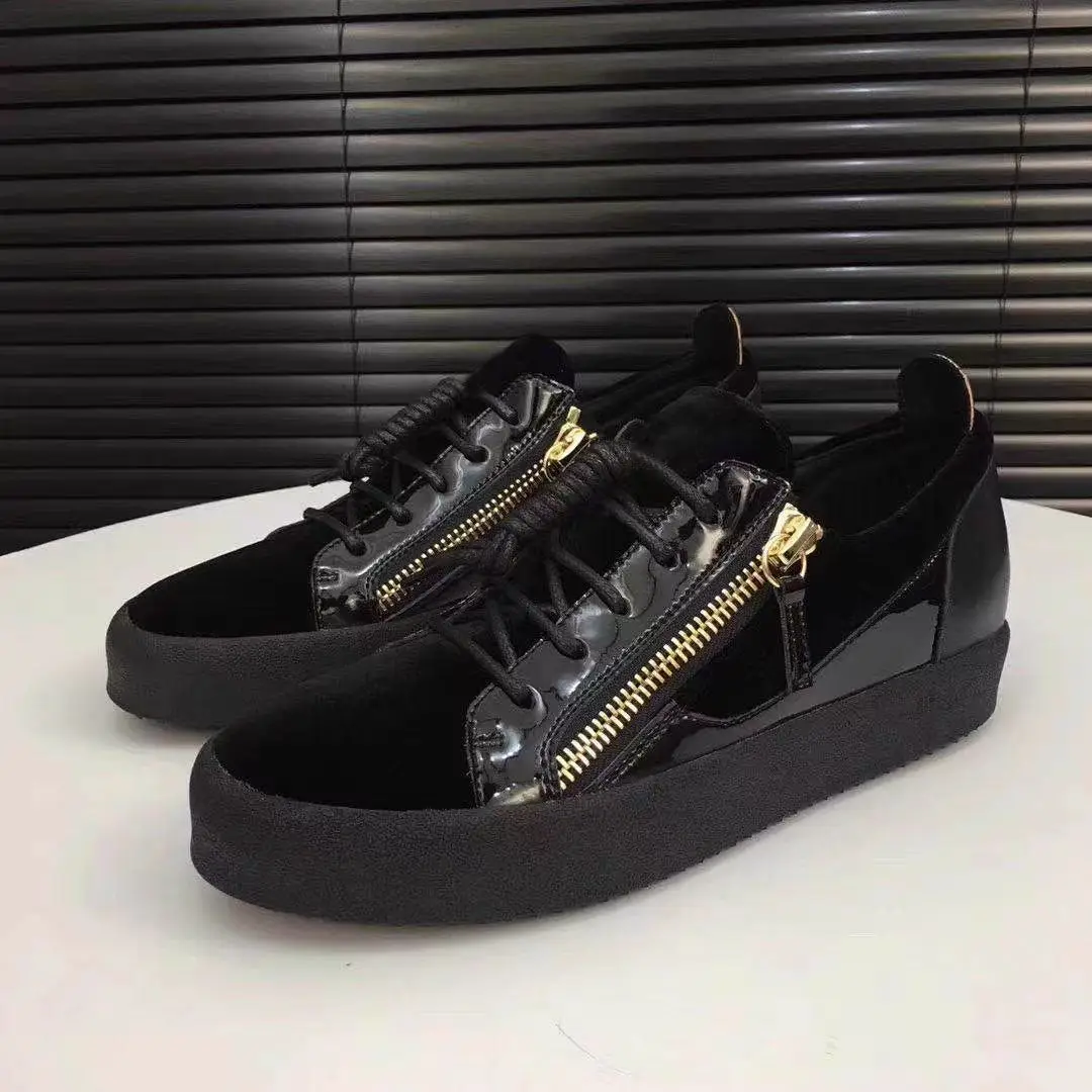 

2025 New Men's Genuine Leather Low-Top Zipper Flat Breathable Casual Board Shoes