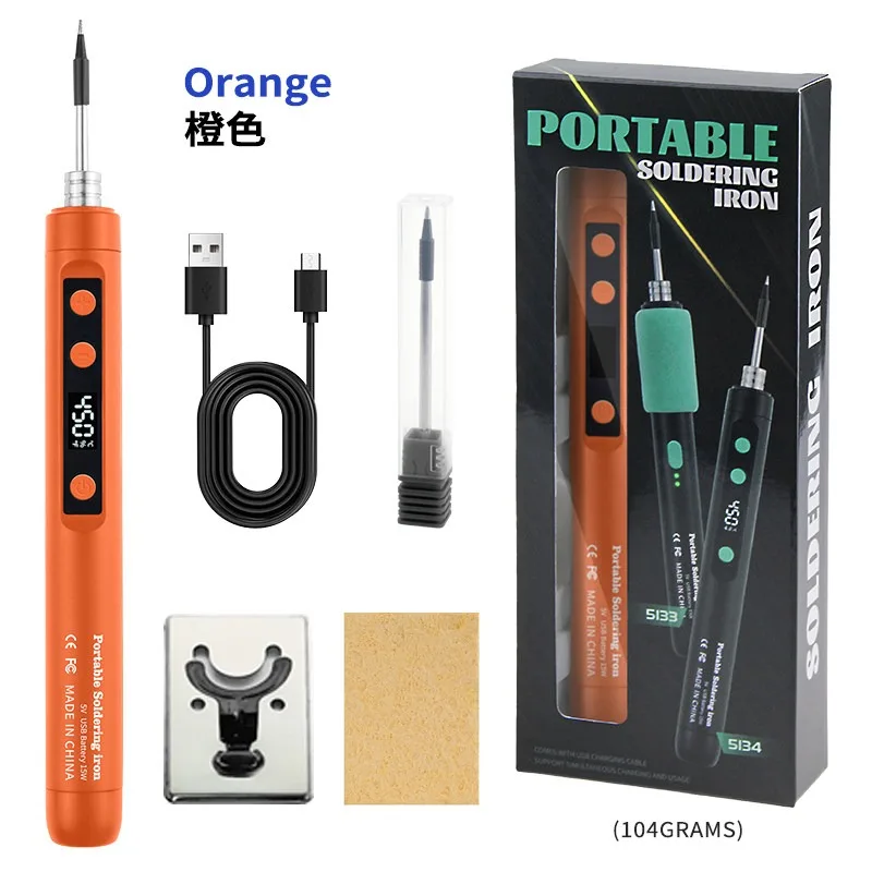 Portable Mini USB Soldering Iron Intelligent Temperature Adjustable Type-C Rechargeable Rapid Heating Soldering Kit Repair