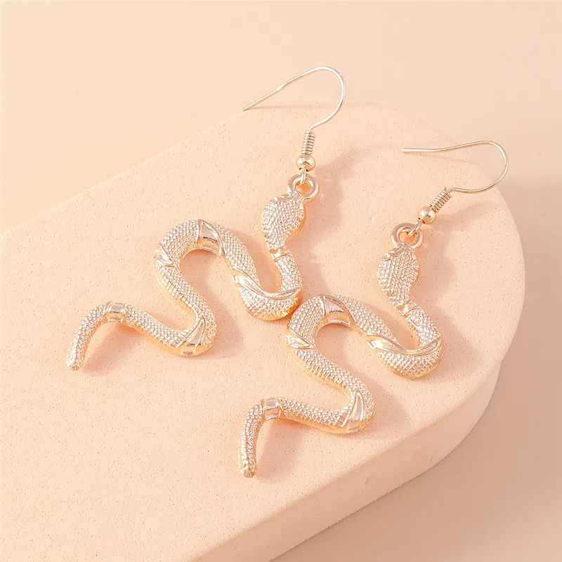 

Aihua Steampunk Gold Color Snake Earrings for Women Men Personality Retro Animal Dangle Earrings Trendy Party Jewelry Gifts