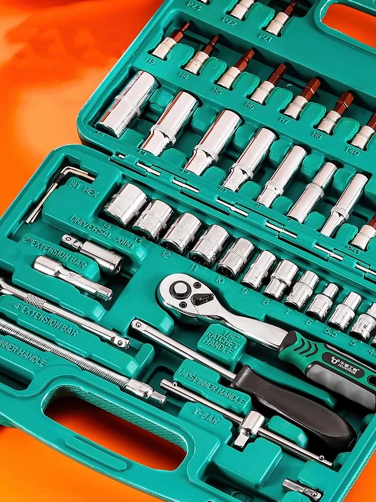 Pro 24/72 Teeth Ratchet Wrench Set with Sockets Screwdriver Bits Hand Tools Set Extension Rod Suitable for Car Repair Household
