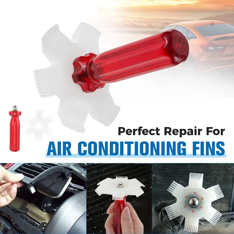 7Pcs Air Conditioner Fin Cleaner Set, Ac Fin Comb Condenser Fin Straightener Brush, Air Conditioner Repair Clean Tool Durable