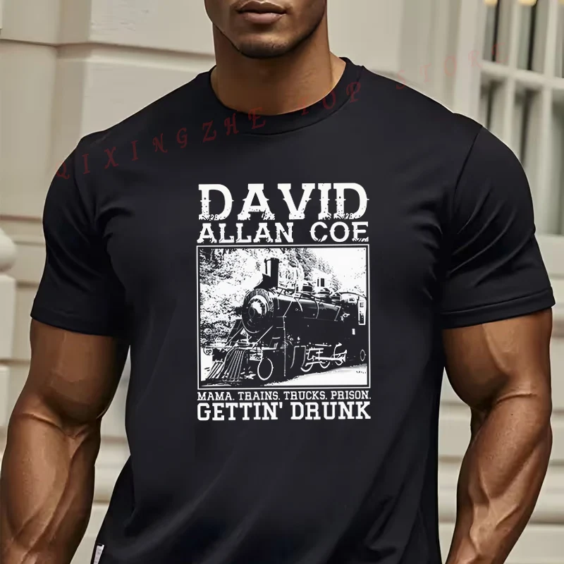 

Мужская футболка в винтажном стиле DAVID ALLAN COE с графическим принтом, повседневные футболки с короткими рукавами