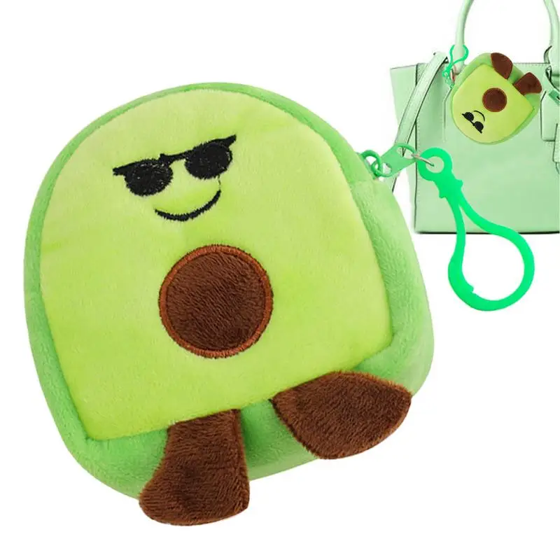 Portamonete con avocado Portafoglio piccolo con frutta Portamonete in peluche Portamonete con ciondolo in peluche con avocado alla moda Portamonete piccolo e morbido