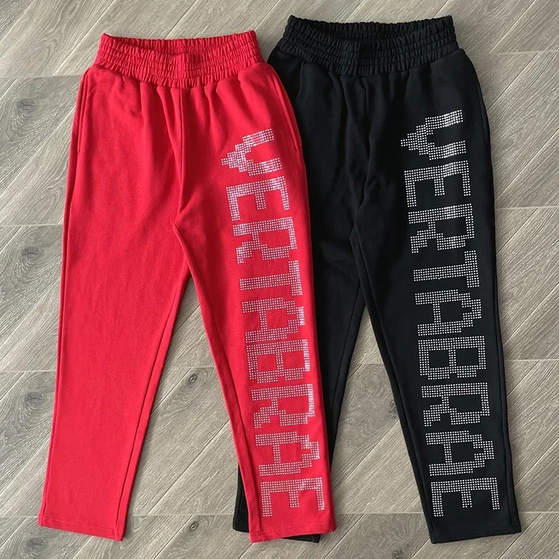 Vertabrae Vert Red Black Crystal Sweatspants Press drill sports casual pants