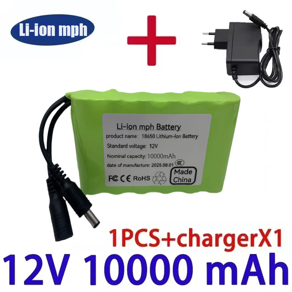 

18650Original NEW Portable 12V 10000mah Battery Rechargeable Lithium Ion Battery Pack Capacity DC 12.6v 30Ah CCTV Cam Monitor +