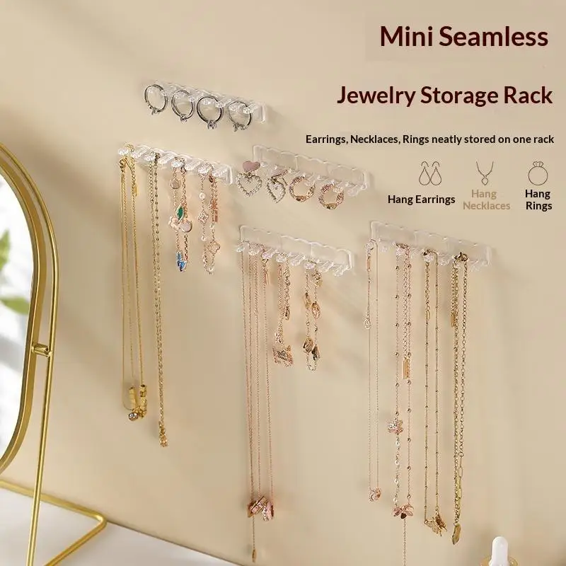 6/12Pcs Necklace Ring Storage Rack Behind Mirror Cabinet Door Anti Tangle Jewelry Display Rack Suitable For Men And Women