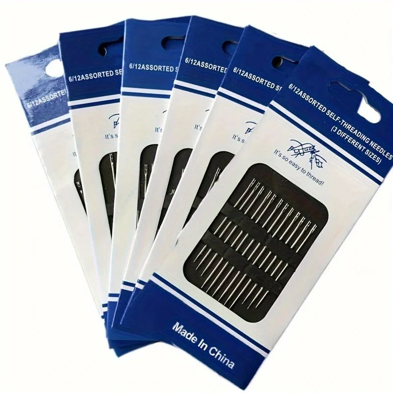 Self-Threading Sewing Needles - Easy Insertion Hand Sewing Needles for Seniors, Ideal Gift for Elderly, Durable Sharps