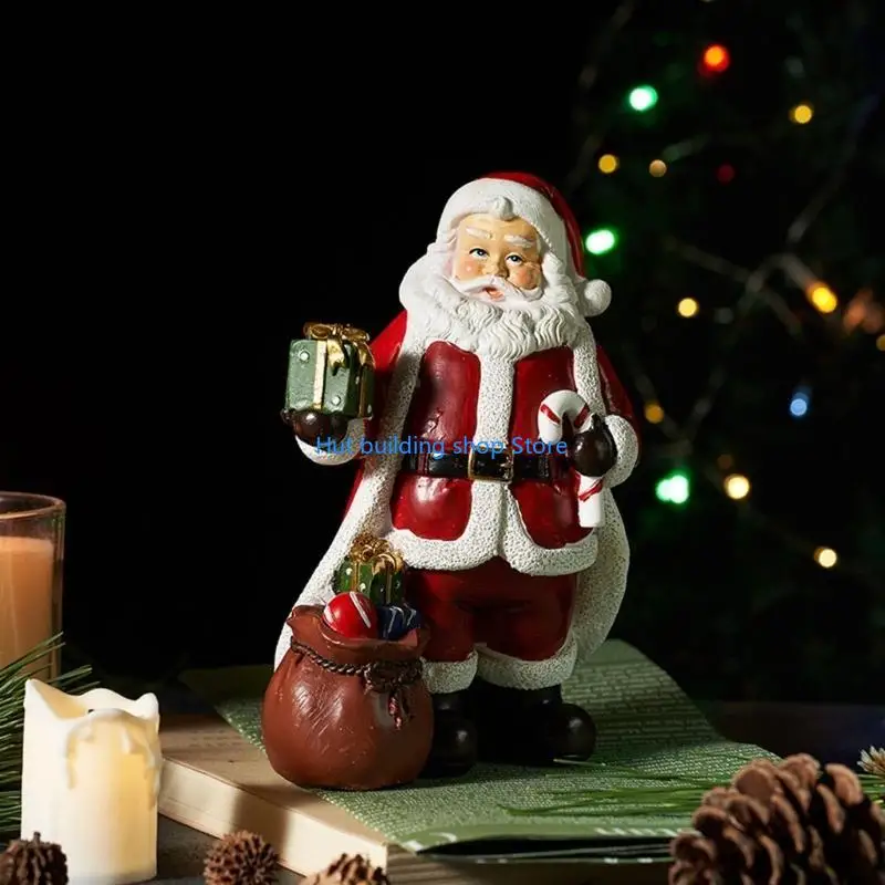 T21C Christmas Decorations Standing Sitting Santa with Gift Holiday Table Decor