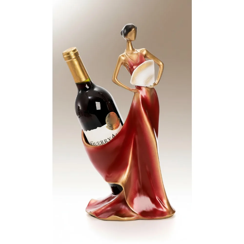 

Elegant Red Lady Statue Wine Bottle Holder - Resin Wine Rack for Kitchen Bar Decor, Perfect Gift for Wine Lovers