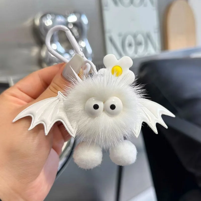 Halloween Faux Mink Fur Little Bat Little Devil Backpack Pendant Plush Car Keychain