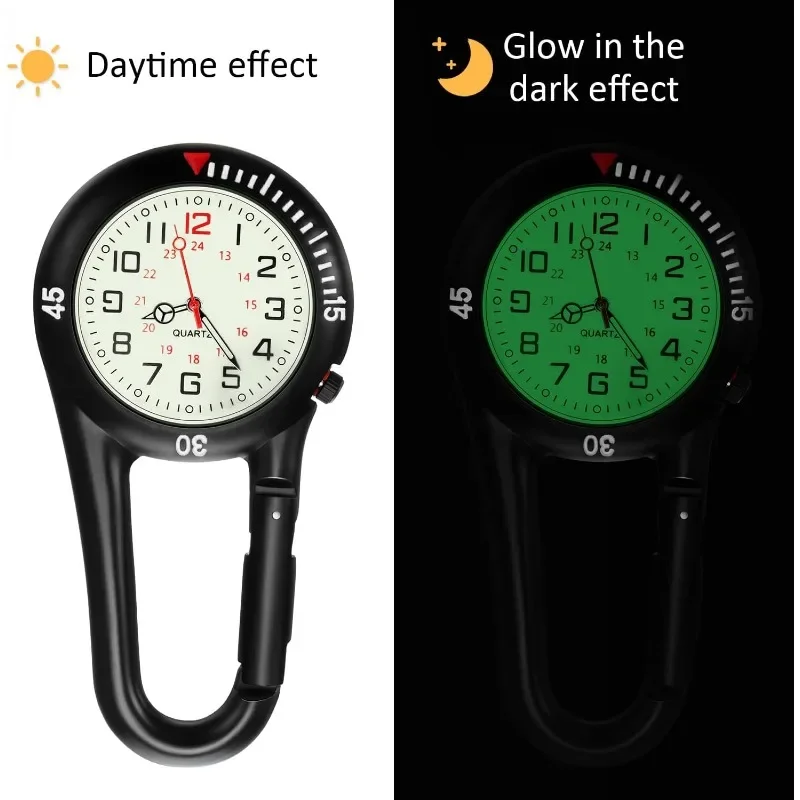 Clip On Carabiner Watch Alloy Mater Carabiner Digital Watch For Hikers Mountaineering Outdoor Backpack Luminous Sports Watches
