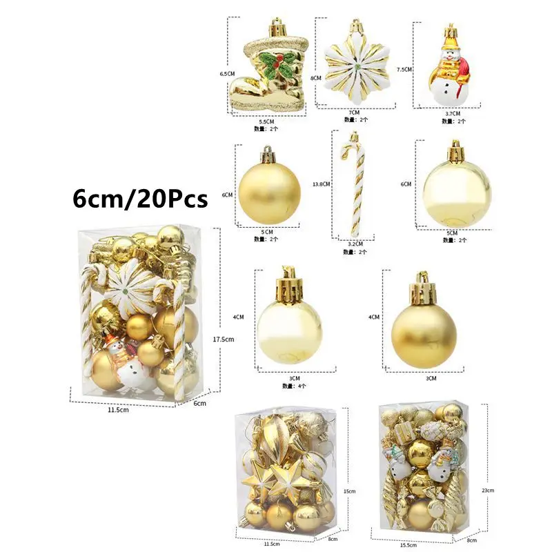 

1box 3-6cm Christmas Balls Xmas Tree Hanging Pendant Candy Cane Pine Cone Ornament Set for Home Party 2025 Navidad New Year Gift