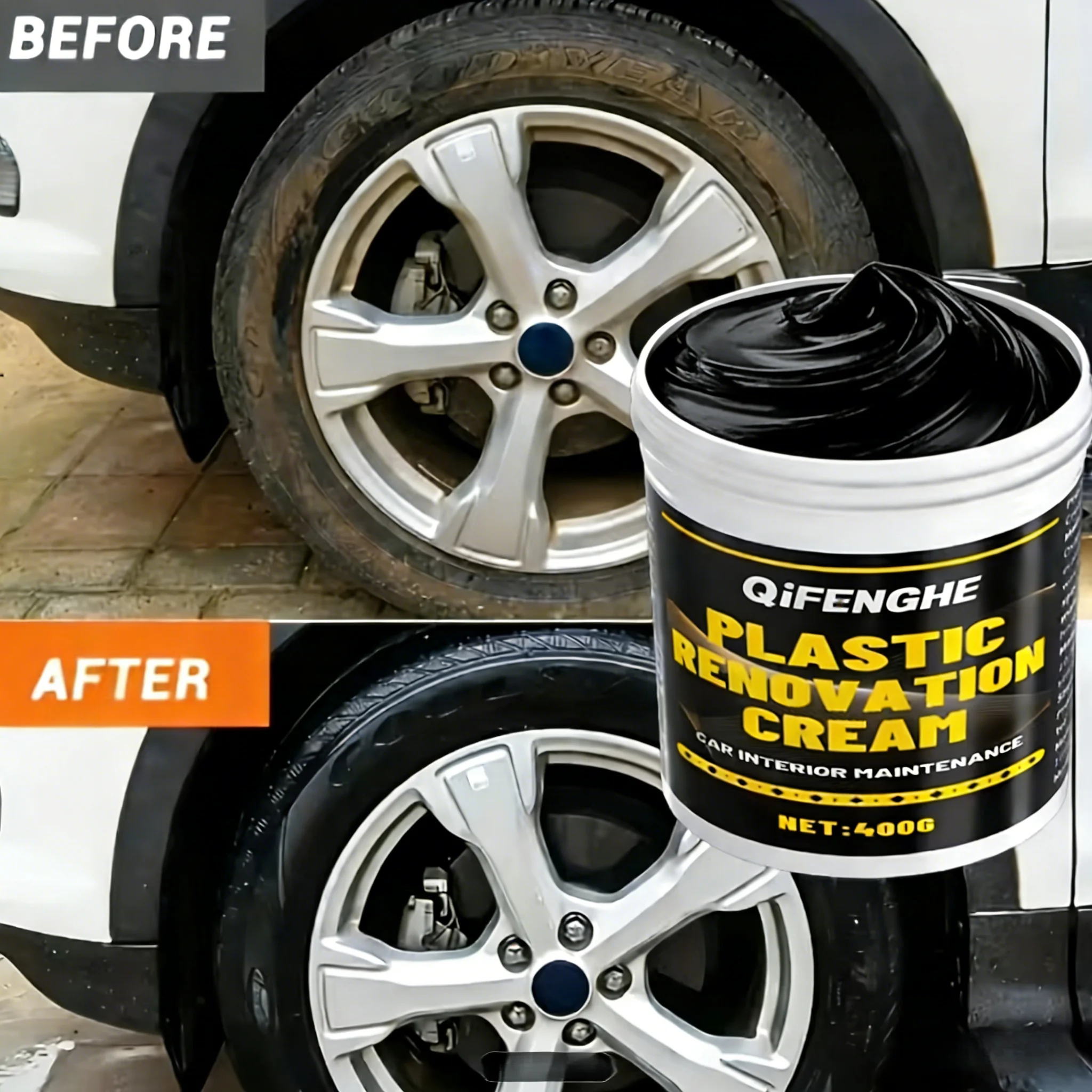 Universal Automotive Plastic & Rubber Restorer — Interior Refurbishment, Tire Shine & Care, Anti-Aging, Scratch Repair