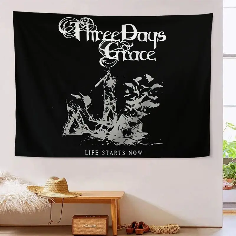 VIKAMA Dark Punk Rock Tapestry, Gothic Heavy Metal Music Abstract Art Portrait Inspirational Slogan Wall Hanging, Wall Decor