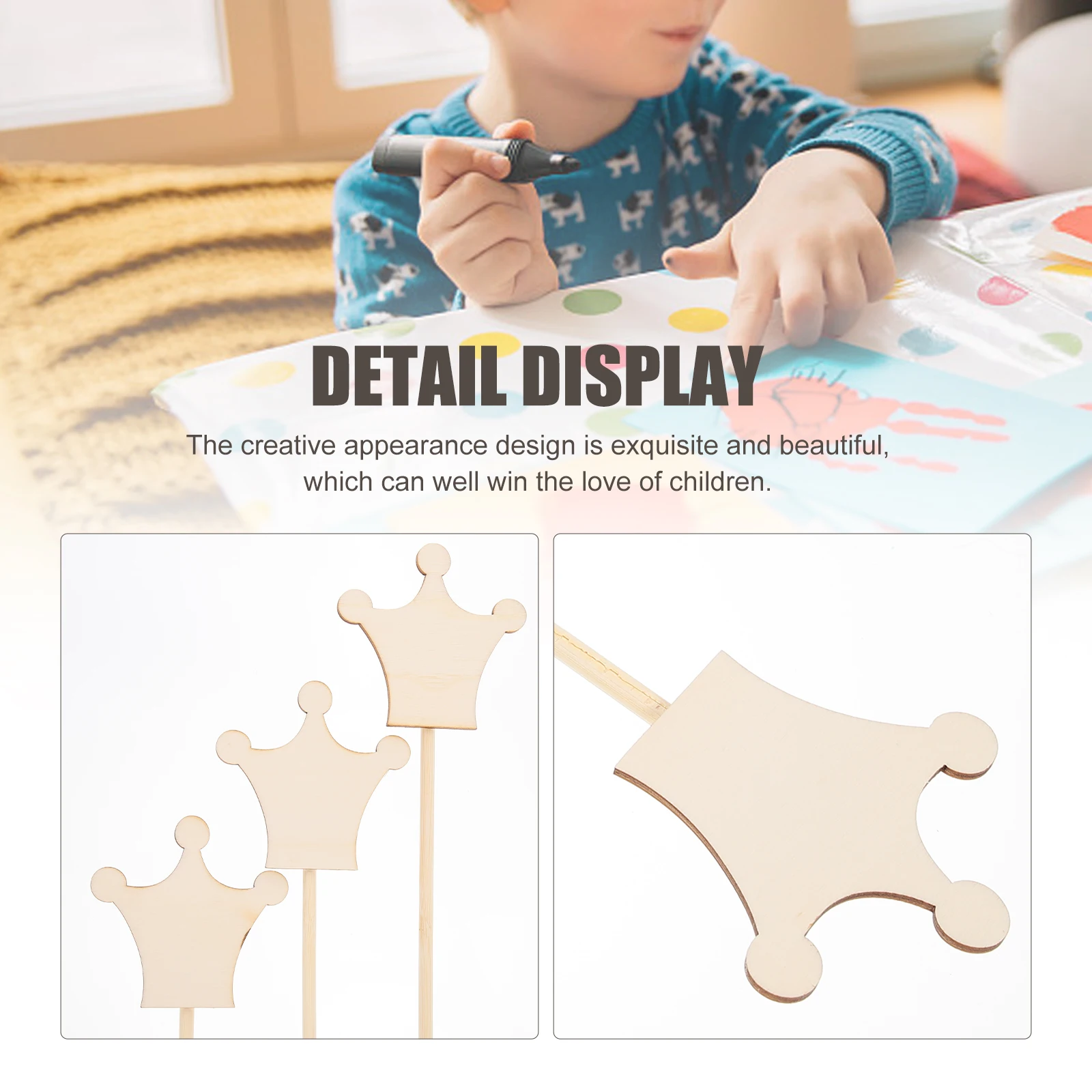 8 Stück Feenstab Krone DIY Feenstab Holz unvollendete Zauberstab für Kinder handgemachte Handwerk Malerei Aktivität Koordinationstraining