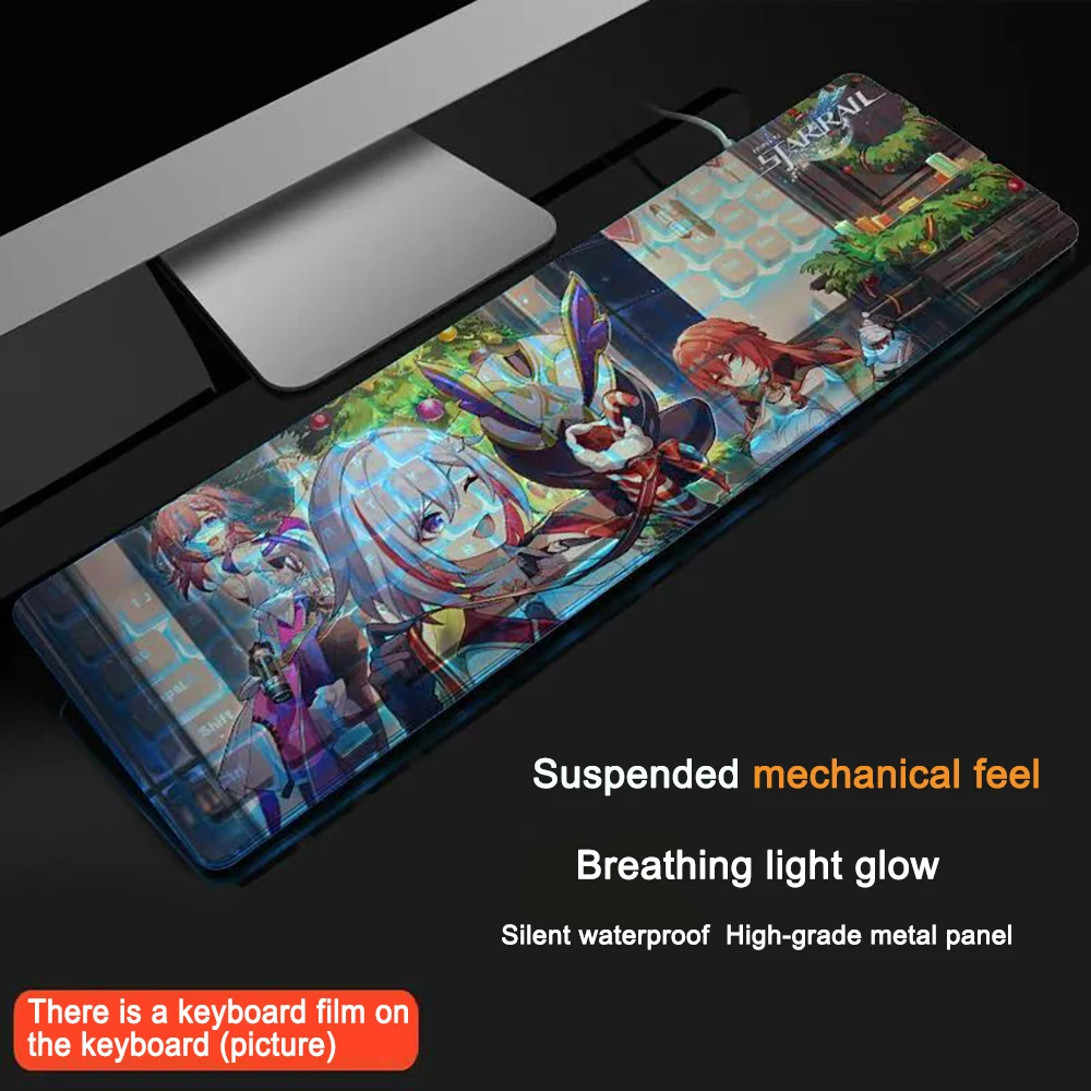 104 Keys Honkai: Star Rail Keyboard Gaming Anime Silver Wolf USB Wired Backlit Gaming Keyboard Keycap For Office Laptop Games PC