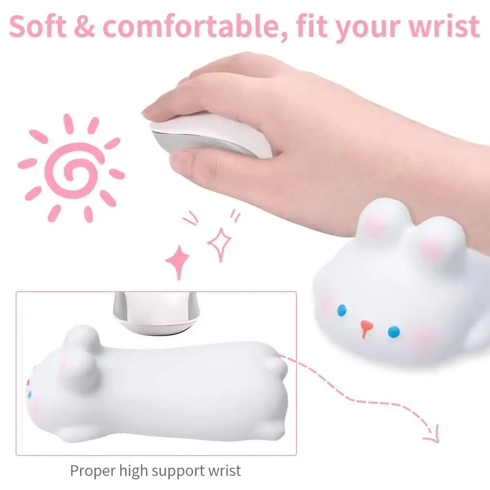Kawaii Cartoon Animal Non-slip Mouse Pad Ergonomics Streamline Relieve Wrist Pain Wrist Rest For PC Laptop Computer Office Game