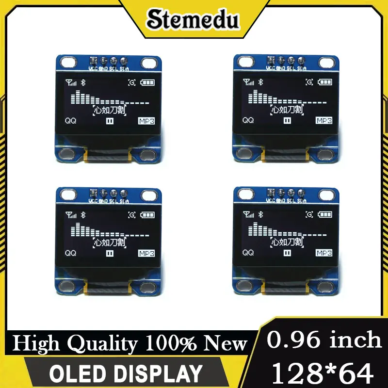 

0,96 "OLED-дисплей 128x64 I2C SSD1306 белый для Arduino Raspberry Pi ESP32 DIY электроника 1/2/4/8 шт.