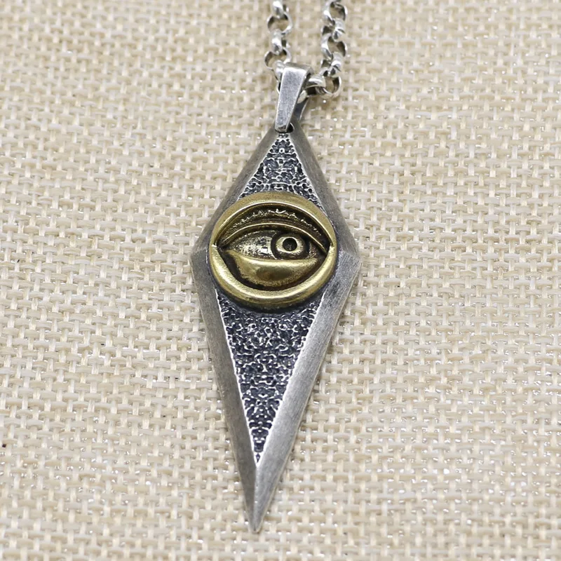 S925 Sterling Silver Pendant Personalized Fashion Retro  Diamond eyed punk hip-hop  Design internet celebrity jewelry