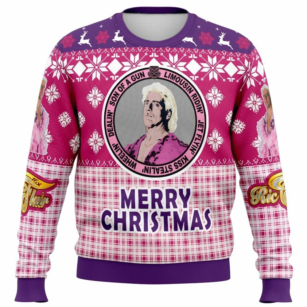 ريك فلير عيد الميلاد نمط قبيح البلوز توقيع إقتباس الرسم الكبار أعلى بنين بنات الشتاء عطلة ارتداء الأسرة مطابقة Y2k #1