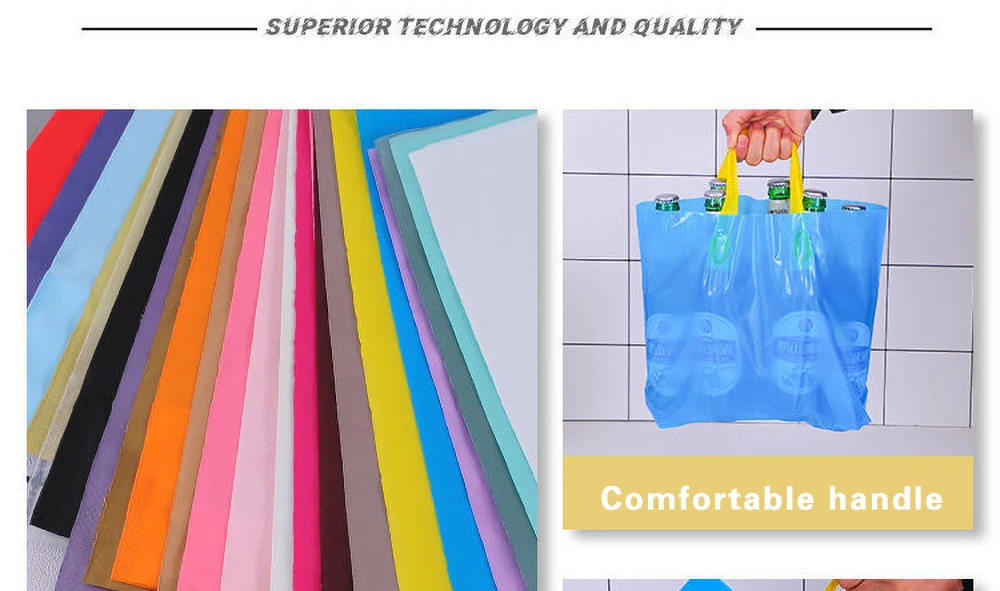 100 Stück individuelle Logo bunte Einkaufstaschen mit Griff Kunststoff-Geschenkbeutel drucken einfarbiges Logo auf doppelseitigem kostenlosem Designdruck – Detail 11