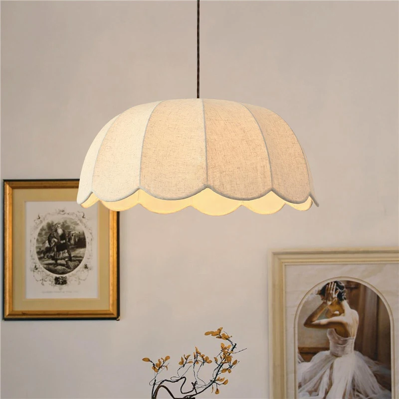 

Japanese Fabric Pendant Light Nordic Wavy Lampshade Living Dining Room Bedroom Chandelier Home Decor Lusters Luminaires