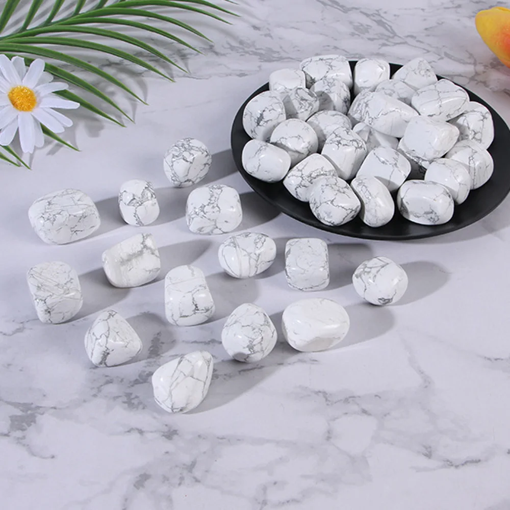 Natural White Howlite Turquoise Tumbled Polished Stones Reiki Healing Rock Mineral Crystal Aquarium Plant Vase Decoration