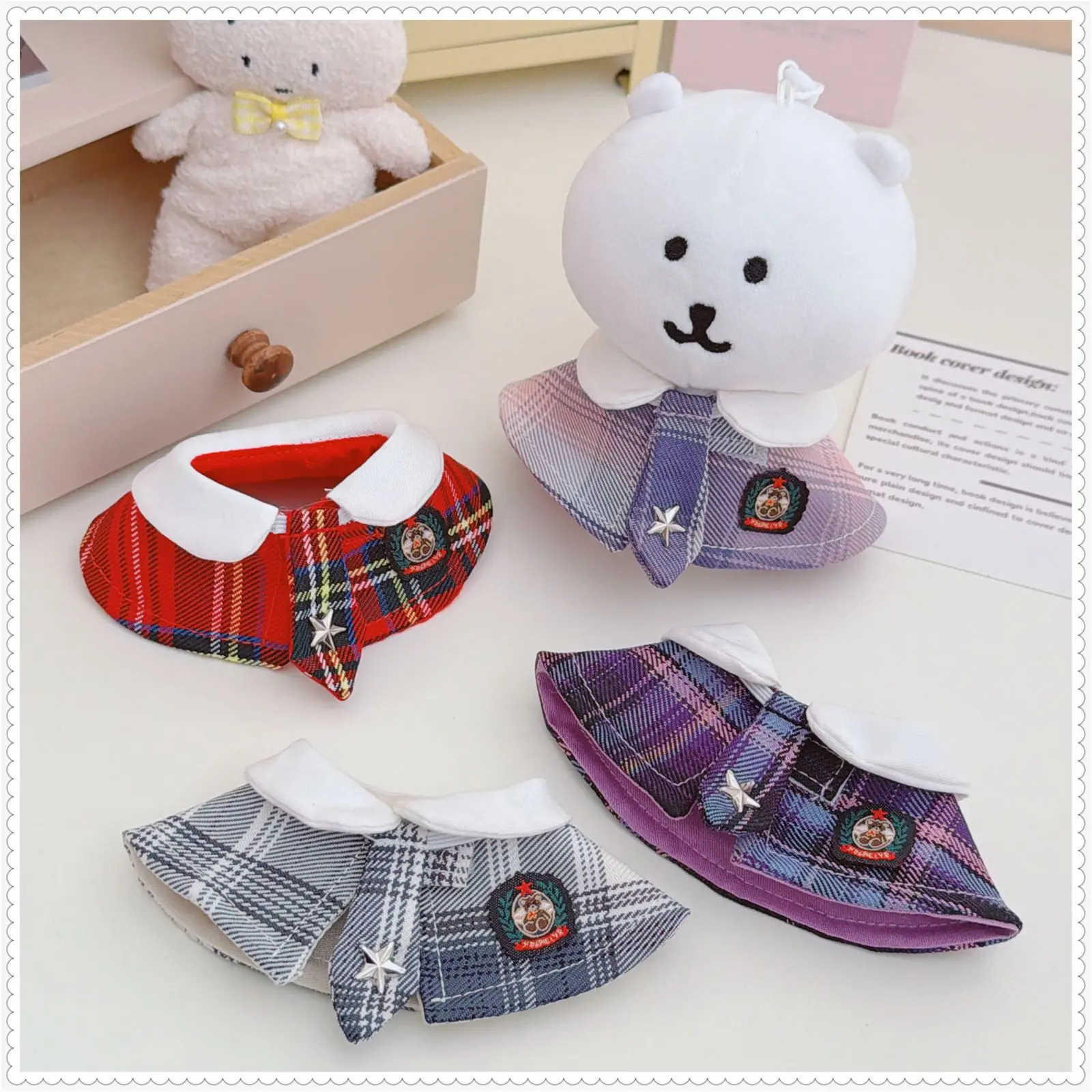 

10-15cm Cute Red Purple Blue Cloak Coat Plush Doll Clothes Accessories Can Changing Clothes Game for Girls Fans Gifts