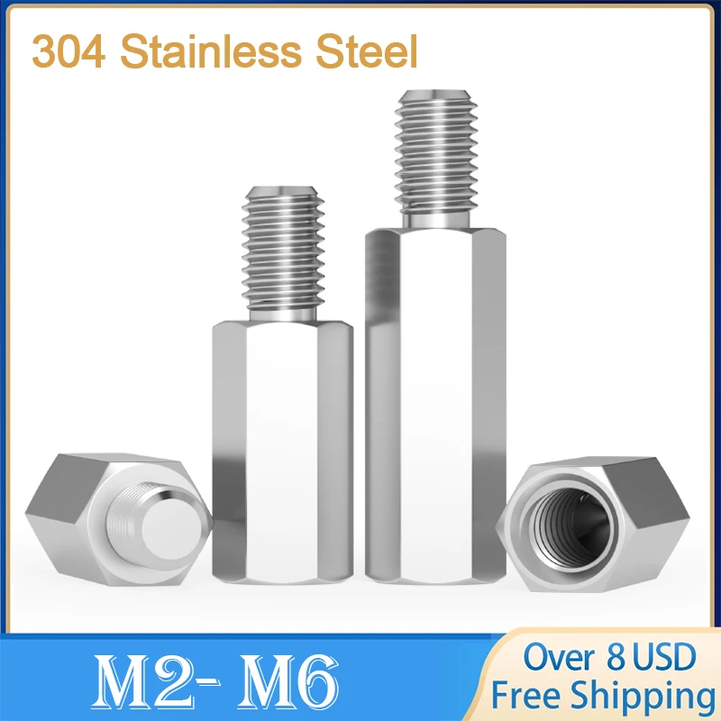 M2 M2.5 M3 M4 M5 M6 Stainless Steel Hex Standoff Male to Female  Stand-off Spacer Screw Length 4~100mm