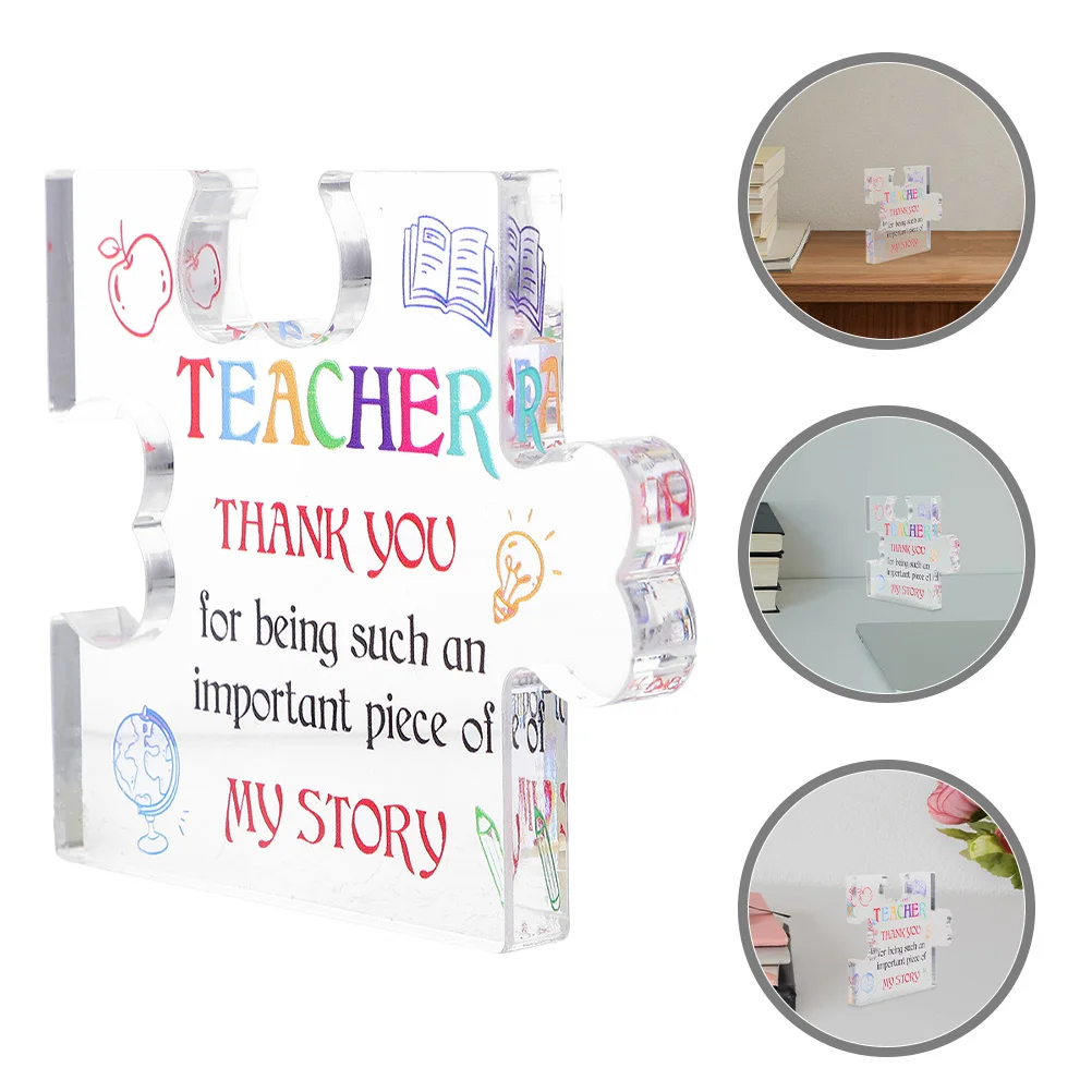 

2Pcs Acrylic Teacher Appreciation Puzzle Heart Keepsake Engraved Paperweight Teacher Gift Engraved Acrylic Block