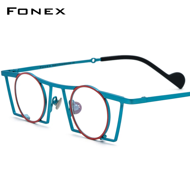 FONEX Colorful Titanium Glasses Frame Men Retro Small Round Square Fashion Eyeglasses Women Vintage Eyewear F85750