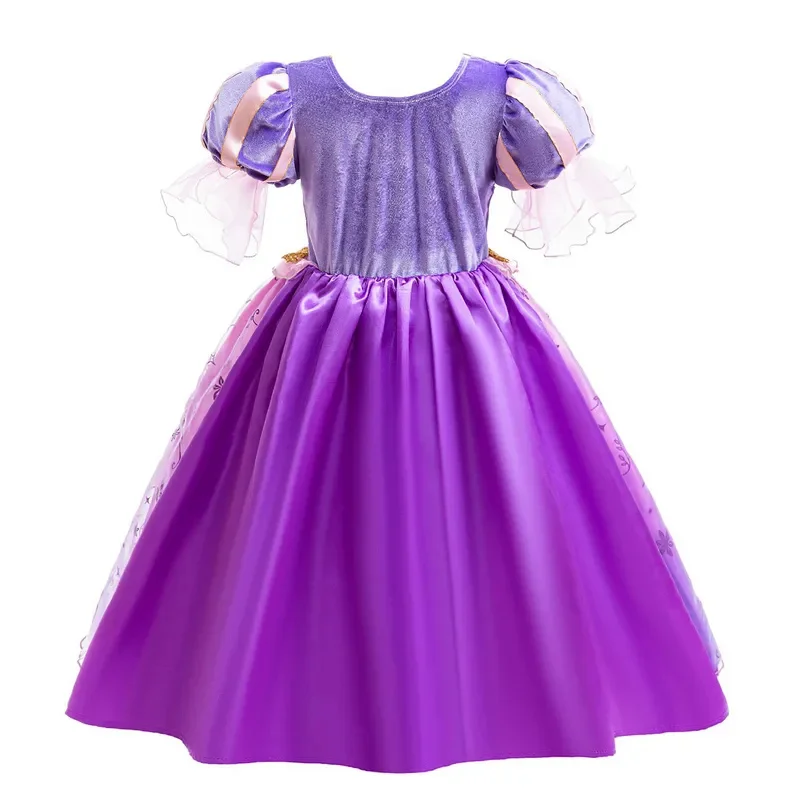 Girls Princess Costume Purple Rapunzel Dress Kids Halloween Christmas Party Outfits Brave Merida Dress