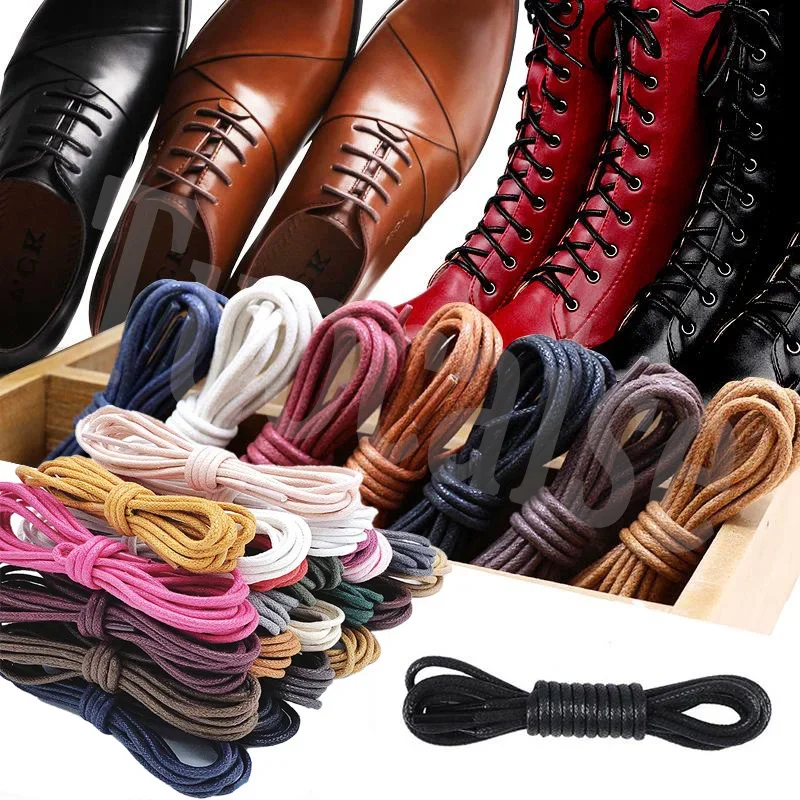 

1Pair 2.5mm Length 60/90/100/120cm Cotton Waxed Shoelaces Round Oxford Shoe laces Boots Laces Waterproof Leather Shoelace