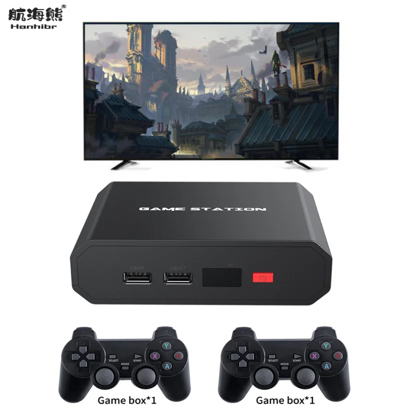 NEW M6 HD Video Game Console Built-in 10,000 Retro Games With Two Wireless Controller PS1 GBA Gamepad 64GB Game Box