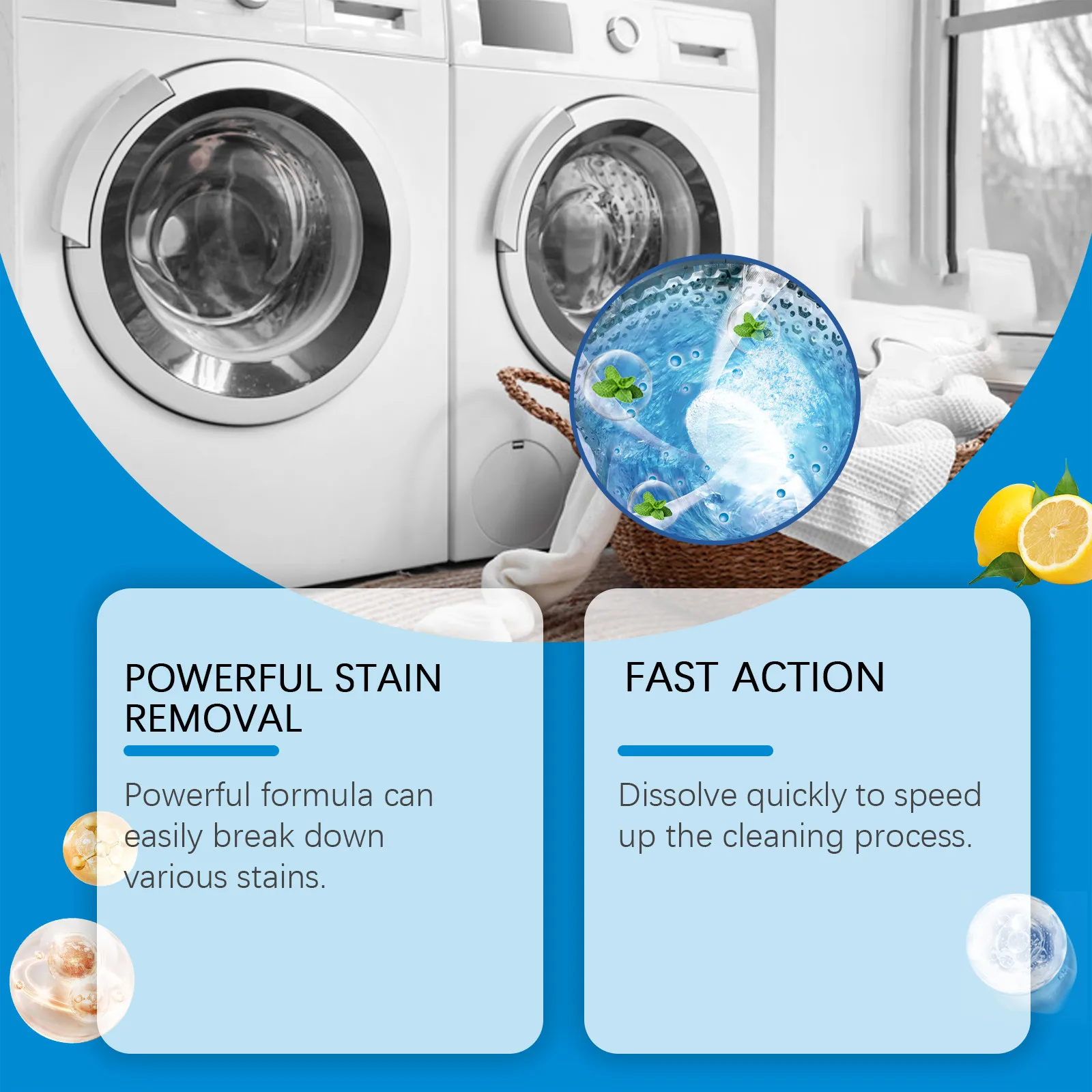 Washing Machine Cleaning Effervescent Tablets, Powerful Dirt Removal, Cleaning Effervescent Tablets, Powerful Cleaning Tablets