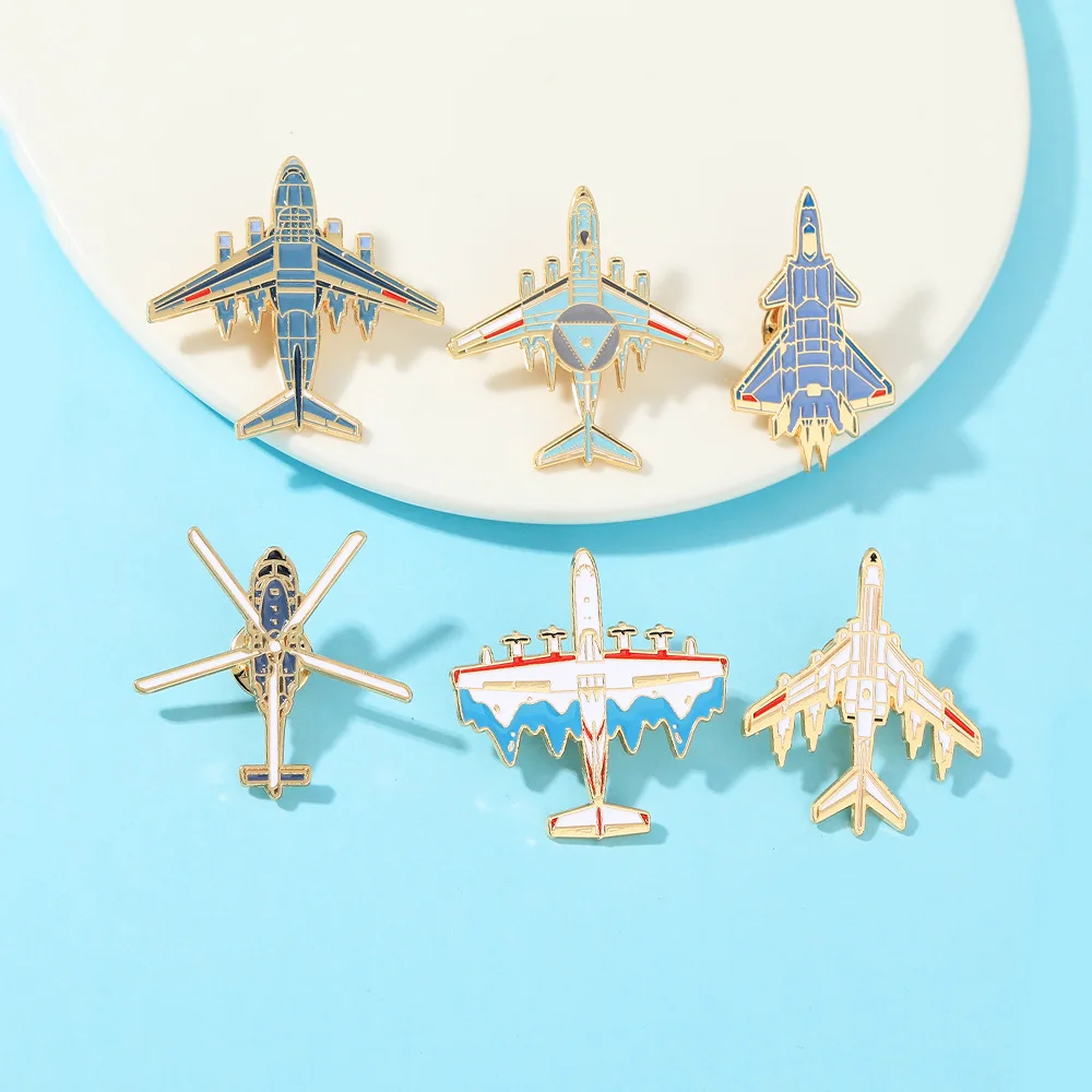 Creative Airshow Fighter Jets Airplane Enamel Pins Metal Badge Brooches Clothing Backpack Accessories Jewelry Gifts for Friends