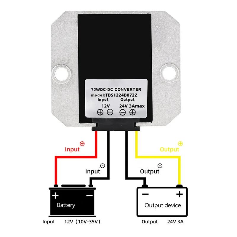 DC-DC Transverter 12V Step Up to 24V 3a 72W Car Power Converter Regulator Waterproof Universal Converter