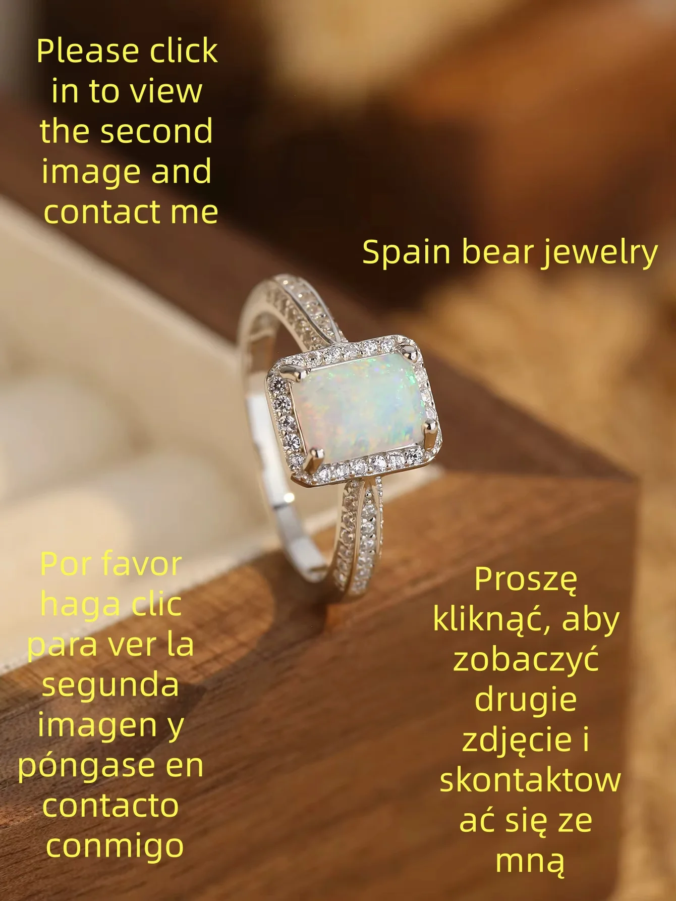

Spanish Bear Fashionable Spain Bear Jewelry Brand 1:1 New S925 Sterling Silver Square Auspicious Treasure Diamond Ring Female