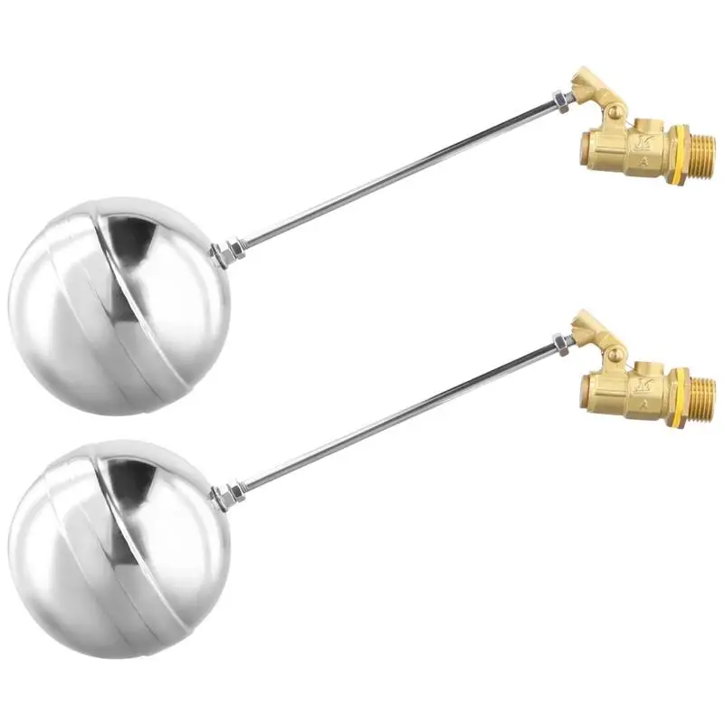 

2Pcs/Set 1/2" Stainless Steel Float Ball Valve Water Trough Float Valve DN15 Floating Ball Valve Switch Automatic Brass Valve