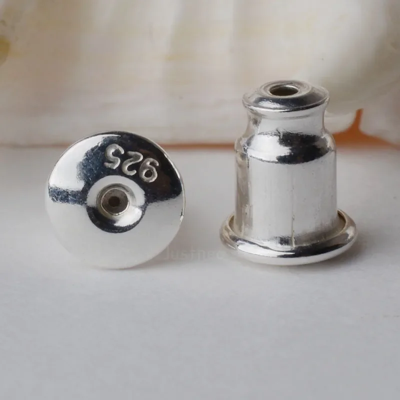 earnut,  solid 925 sterling silver earring backs,earring friction back stopper for stud earrings, 1 pair