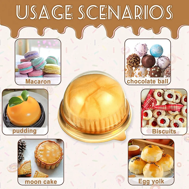HOT-150 Pcs Clear Plastic Mini Cupcake Boxes Muffin Pod Dome Muffin Cake Container Box Individual Cupcake Dessert Container