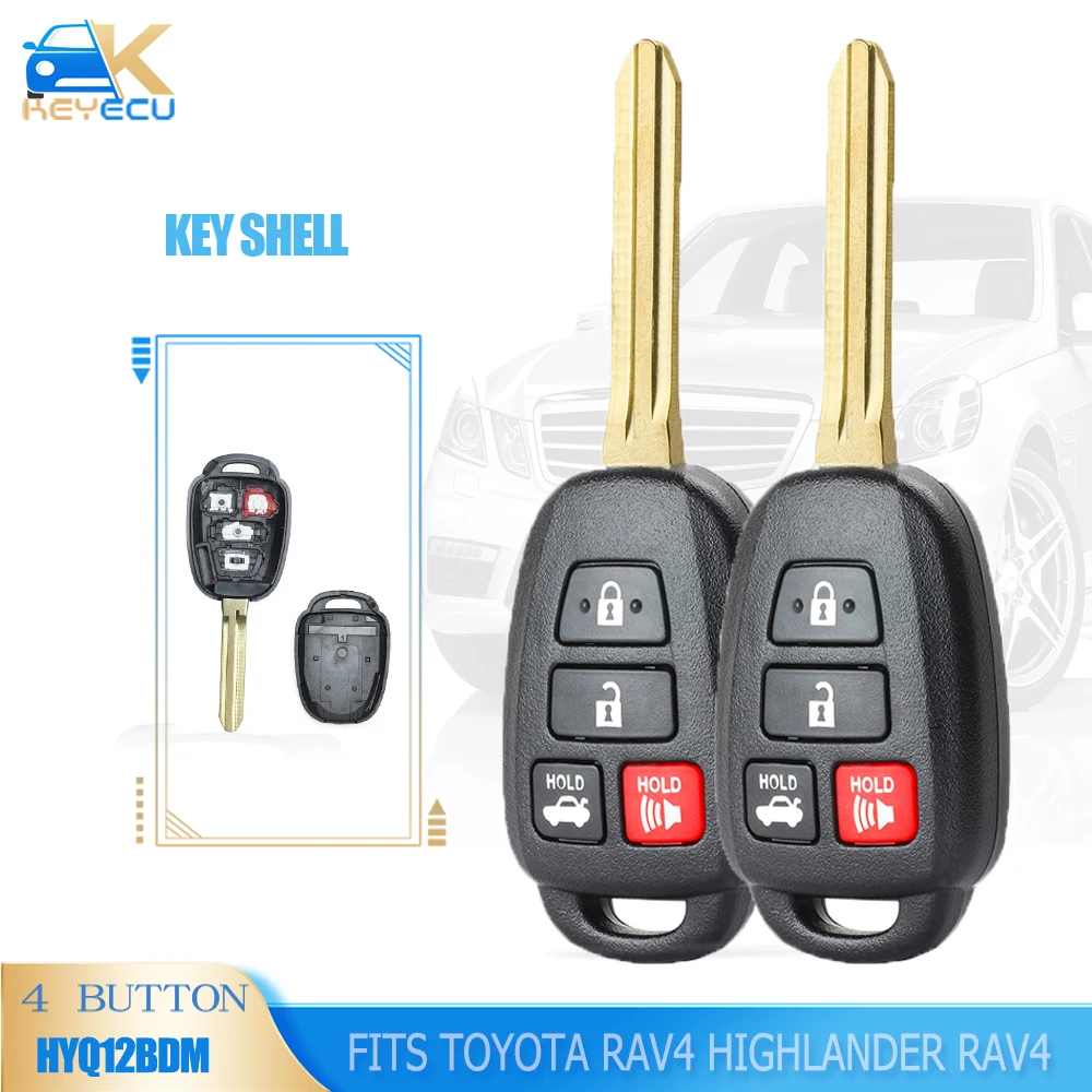 

KEYECU 2PCS* 4 Button Remote Key Case Shell Housing Fob for Toyota RAV4 Highlander Corolla Camry TOY43 Blade