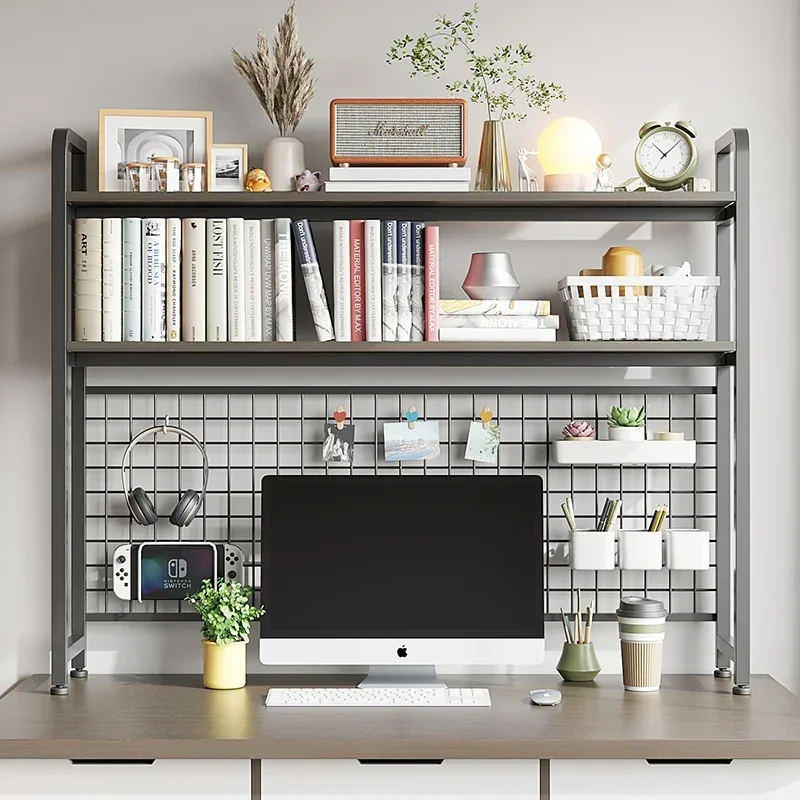 

Beauty Bookshelf Desk Storage Desktop Multilayer Wrought Iron Shelves Student Computer Desk Bookcases Home Furniture