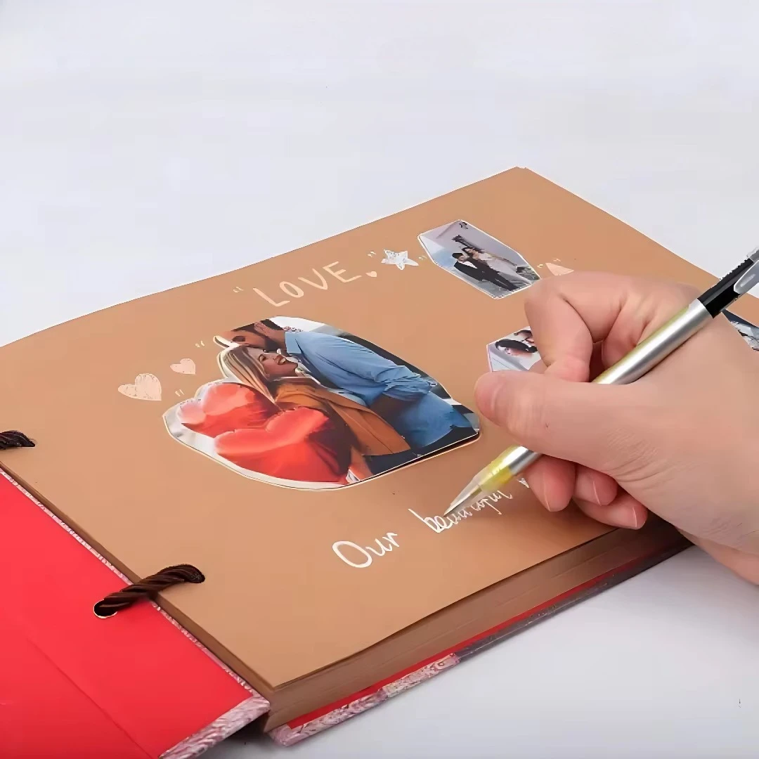 DIY Handmade Photo Album Scrapbook Retro Kraft Adventure Book Anniversary Wedding Memory Album Mother’s Day Couple Gift