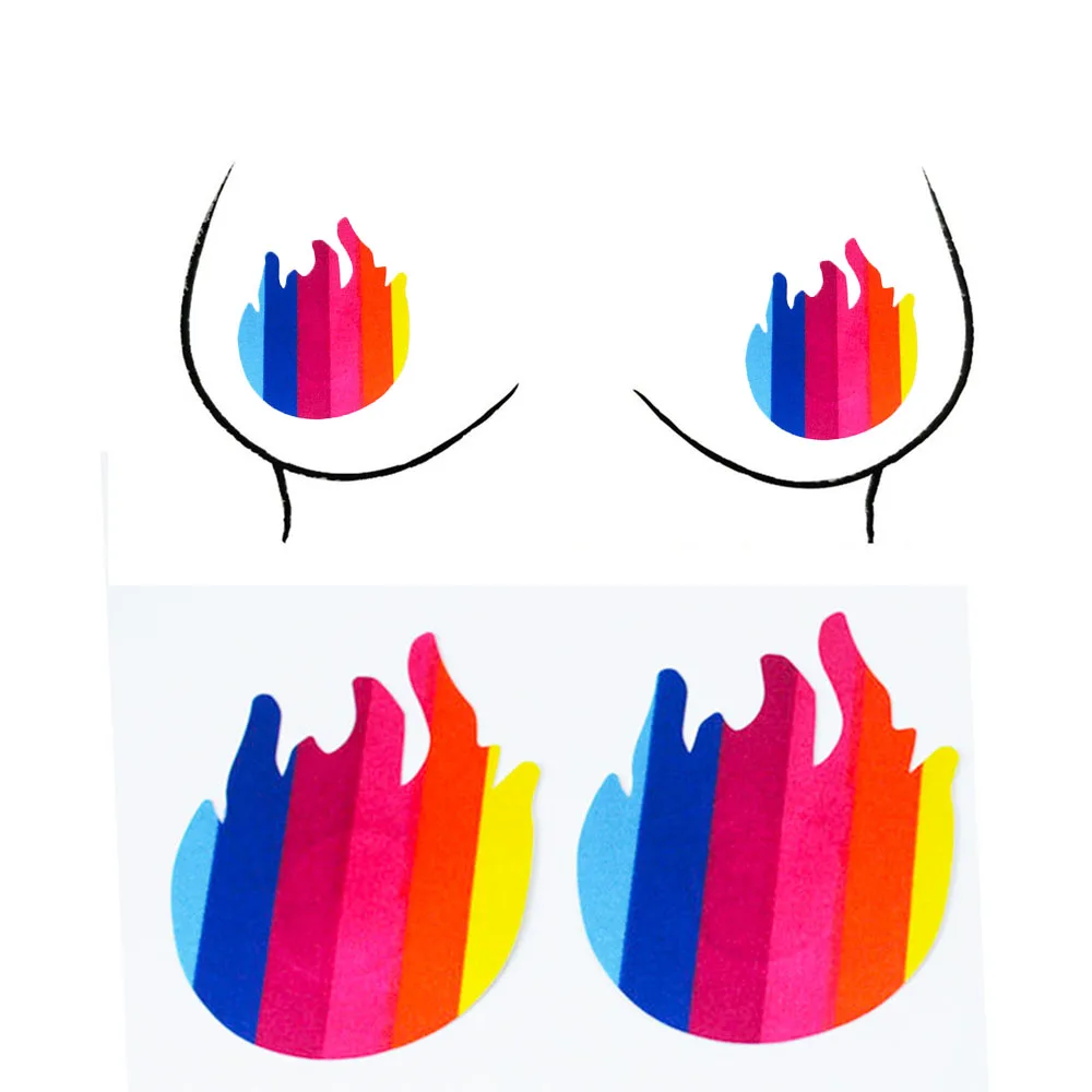 3 أزواج unbra ملصق النساء قوس قزح لاصق الحلمة يغطي منصات الجسم الثدي المتاح الحليب لصق مكافحة أفرغت الصدر الصدرية ملصق #1